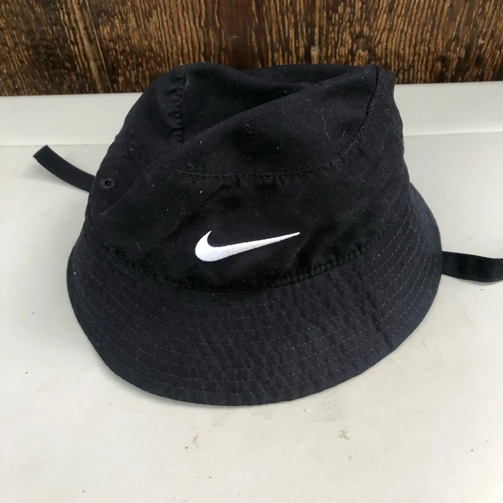 Nike Black Bucket Hat with White Swoosh Toddler OSZ